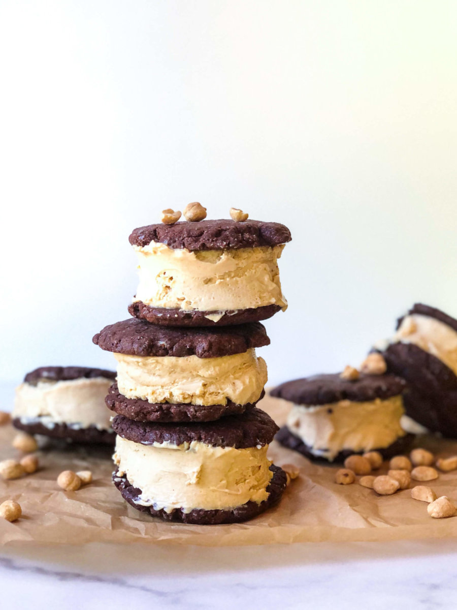 Homemade Chocolate Peanut Butter No-Churn Ice Cream Sandwiches